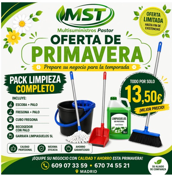 Oferta de primavera de MST Pastor: pack limpieza completo por 13,50 euros